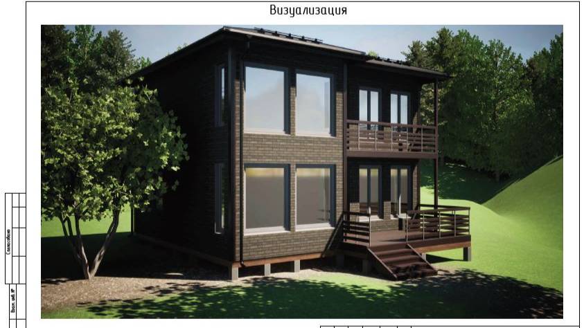 Проект двухэтажного каркасного дома 8.5х9 м. смотреть онлайн