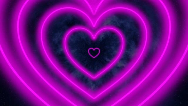 Neon Lights Love Purple Heart Tunnel Moving Background 1 hour | Abstract Live Background смотреть онлайн