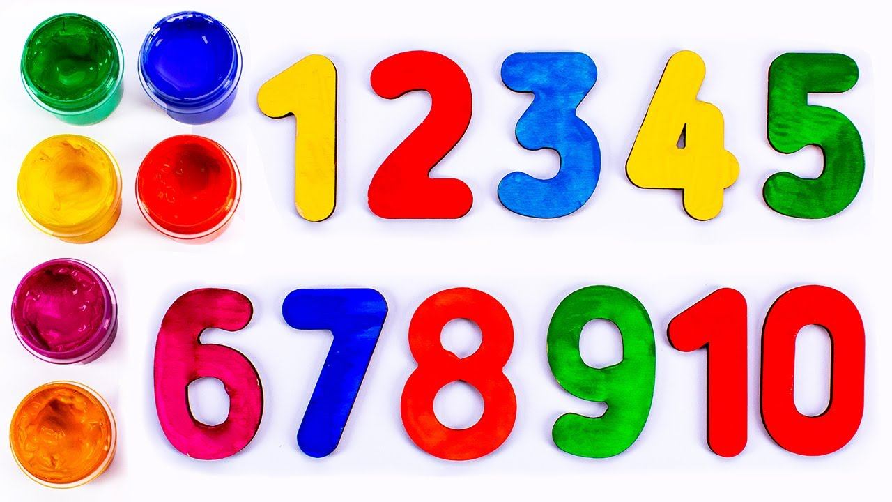 Раскрашиваем Числа от 1 до 10 Яркими Красками! Обучающее Видео для Малышей. смотреть онлайн