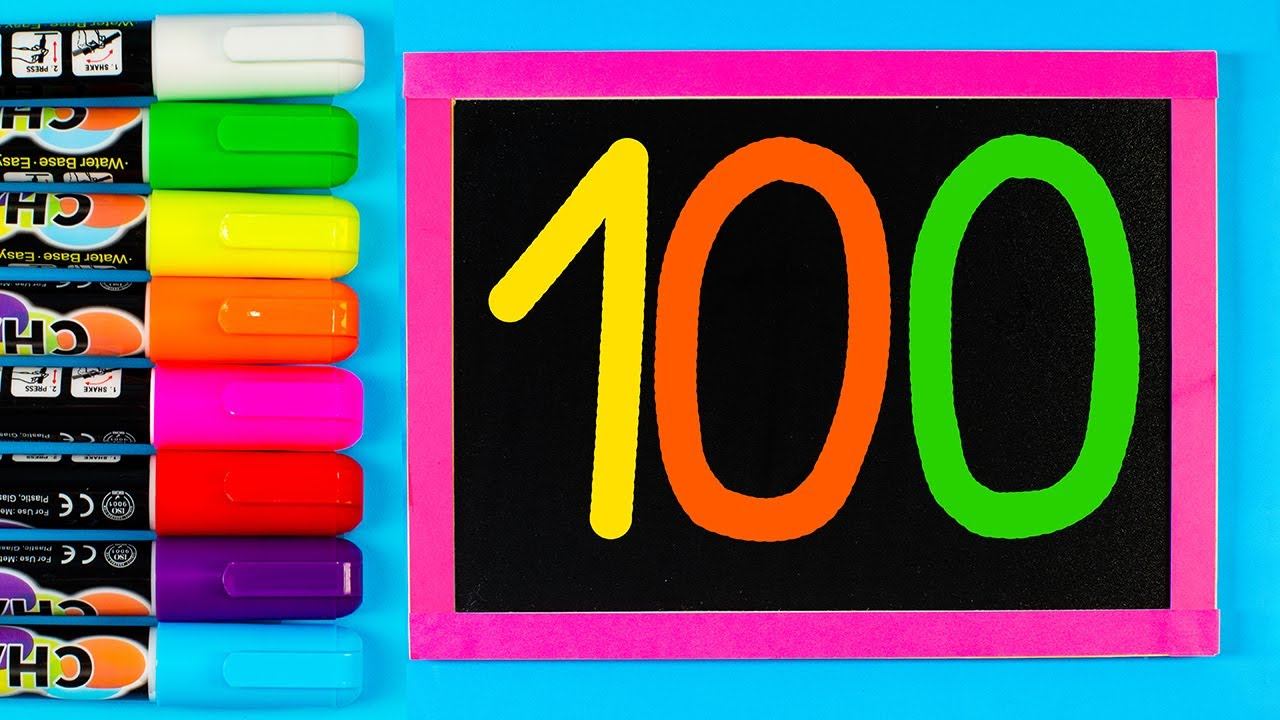 Яркие Меловые Маркеры! Пишем Числа от 1 до 100! смотреть онлайн