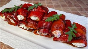 Яркая и Вкусная Закуска из Запеченных Перцев по-болгарски. Рулетики из печеных перцев с сыром