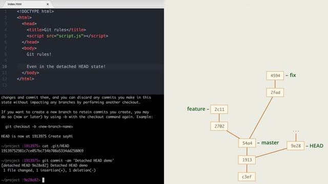 3.6 Git – Ветки – Состояние отделённой HEAD смотреть онлайн