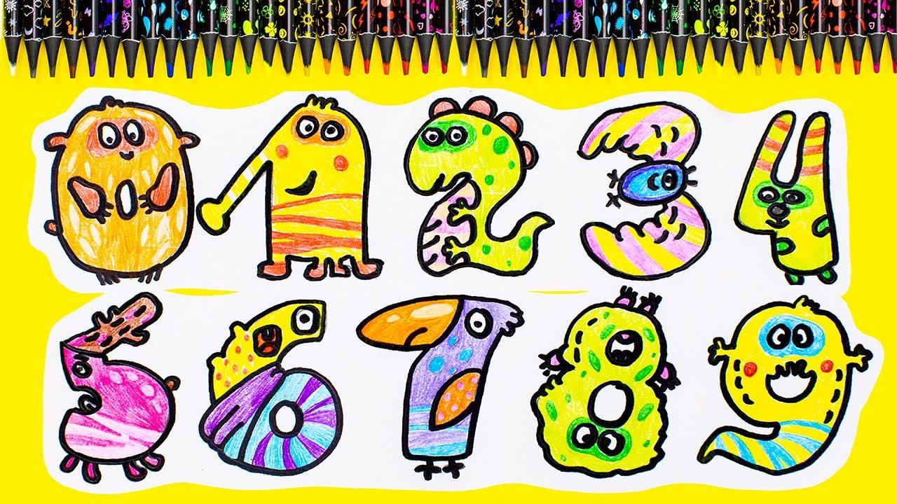 Весёлые Цифры для Малышей. Рисуем и Раскрашиваем Цветными Карандашами! смотреть онлайн