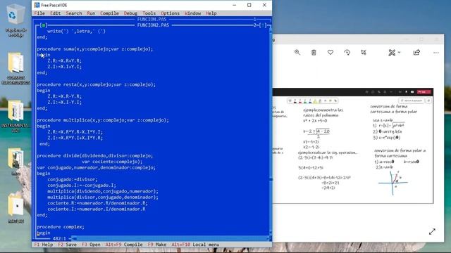 PROGRAMAR operaciones de numeros COMPLEJOS,,EN FREE PASCAL смотреть онлайн