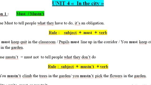 Unit 4 " Video about Must/Mustn't" смотреть онлайн