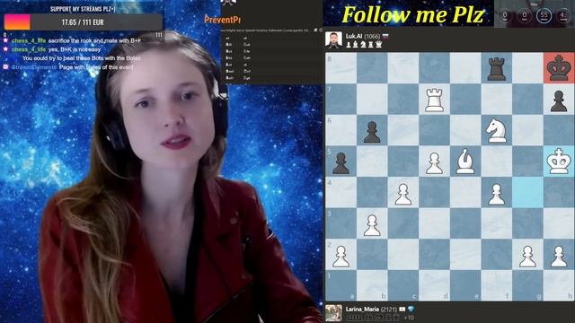 CPQ event: I beat Luk.AI (Luka Doncic Bot) playing 1.e4+ mate by K+B смотреть онлайн
