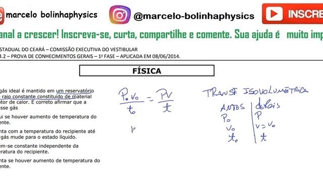 FÍSICA–UECE–2014/2–1ª FASE Questão:39 Um gás ideal é mantido em um reservatório esférico de raio смотреть онлайн