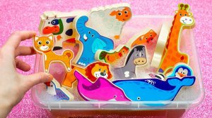 Игрушки Животные для Малышей! Играем с Пеной!