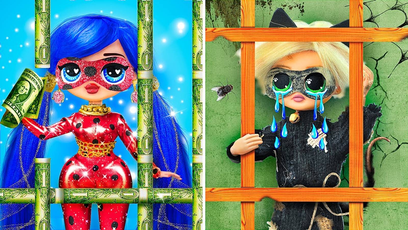 Богатая Леди Баг и бедный Супер Кот - 30 идей для кукол ЛОЛ смотреть онлайн