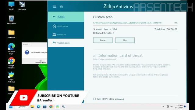 Zillya Antivirus VS NoEscape