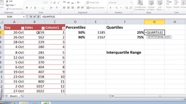 Percentiles and Quartiles in Excel 2010 смотреть онлайн