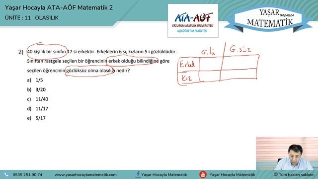 (ATA-AÖF Matematik 2) | Ünite 11 : OLASILIK смотреть онлайн