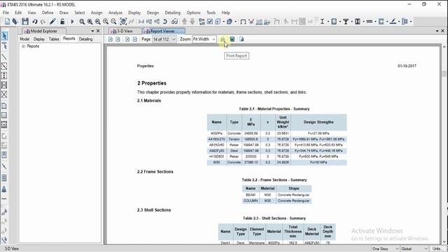 Report generation in ETABS смотреть онлайн