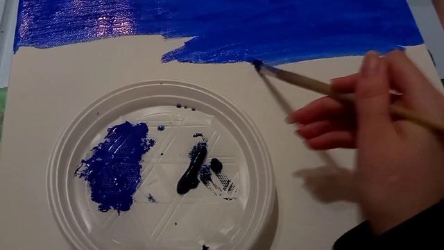 ПЕРВЫЙ РАЗ РИСУЮ НА ХОЛСТЕ / КИСТОЧКОЙ ДЛЯ МАКИЯЖА смотреть онлайн