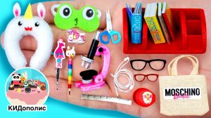 17 простых реалистичных миниатюрных идей поделок Барби наушники микроскоп подушка тапочки КИДополис