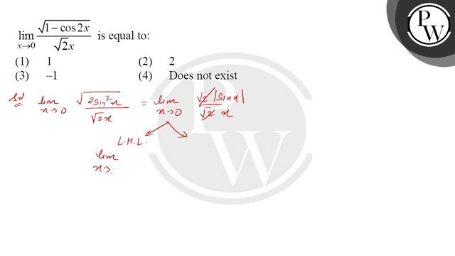 \( \lim _{x \rightarrow 0} \frac{\sqrt{1-\cos 2 x}}{\sqrt{2} x} \) ... смотреть онлайн