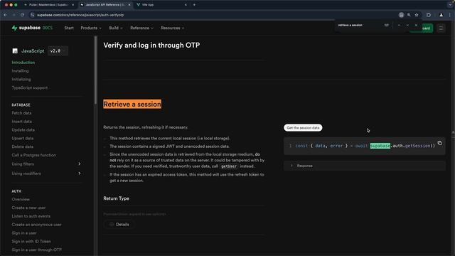 09_Retrieve the Auth Session using Supabase Client смотреть онлайн
