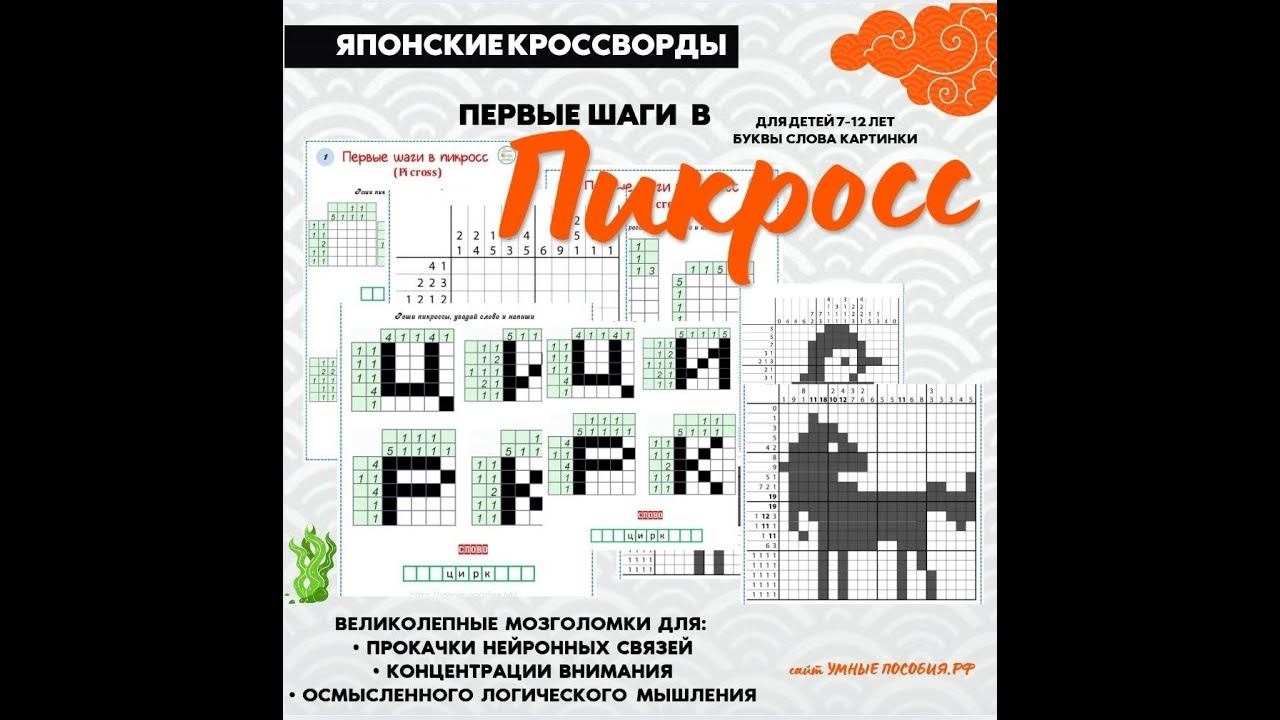 ПЕРВЫЕ ШАГИ В ПИКРОСС(PICROSS). Для детей 7-12 лет. смотреть онлайн