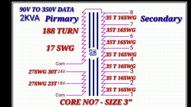 2000 WATT 90V TO 350V TRANSFORMER WINDING DATA смотреть онлайн