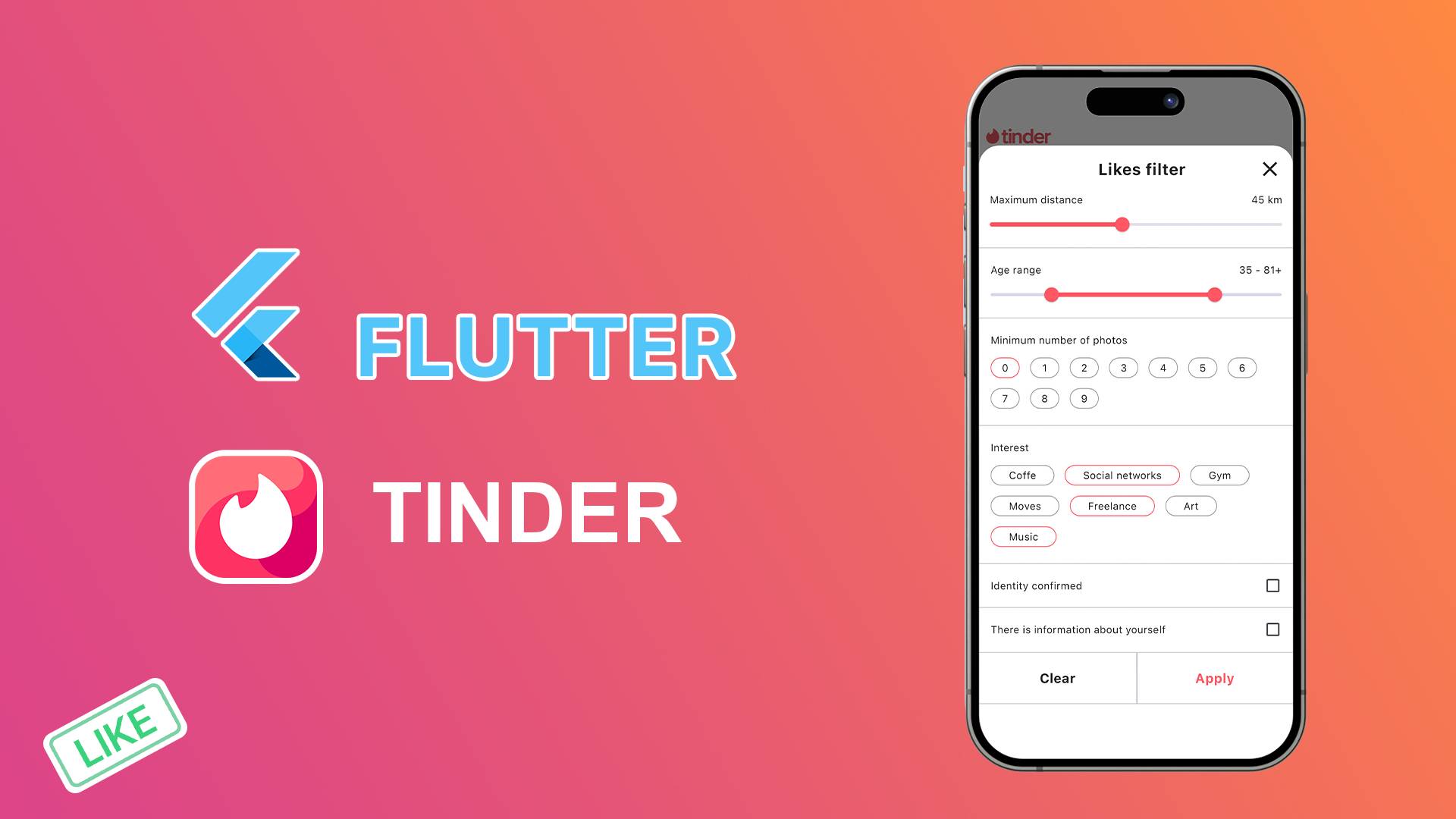 Flutter Tinder Clone | Likes Filter Screen Tutorial смотреть онлайн