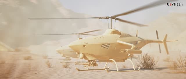 Парная боевая работа беспилотных вертолётов HUNTER в виртуальном пространстве.