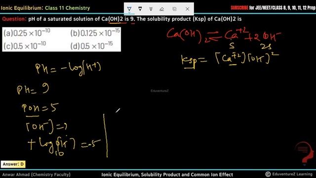 pH of a saturated solution of Ca(OH) 2 is 9. The solubility product (Ksp ) of Ca(OH) 2 is смотреть онлайн