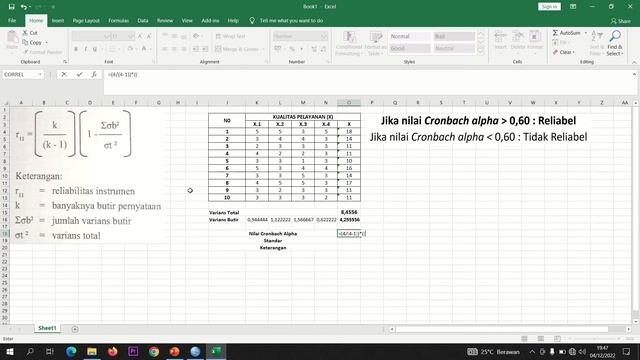 Cara Mudah Menghitung Uji Reliabilitas dengan Excel смотреть онлайн