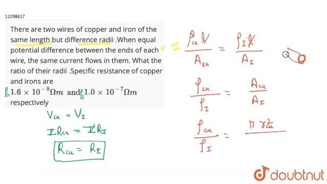 There are two wires of copper and iron of the same length but difference radii .When equal potenti смотреть онлайн