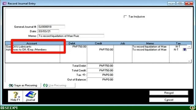 ABSS: Recording Cash Advance Liquidations