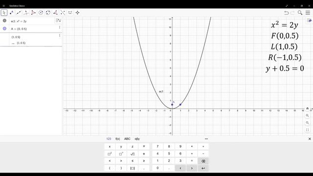 Elementos de la parábola en GeoGebra смотреть онлайн