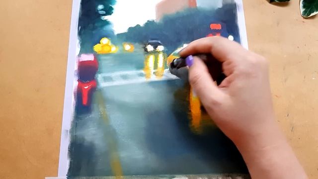Rainy Road Scenery / Oil pastel Drawing / Swanee art смотреть онлайн