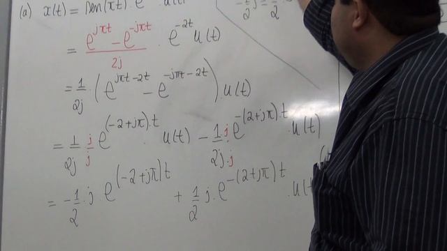 (p.252 Ex3.13 (a)) FT para x(t)=sin(pi.t).exp(-2t).u(t) смотреть онлайн