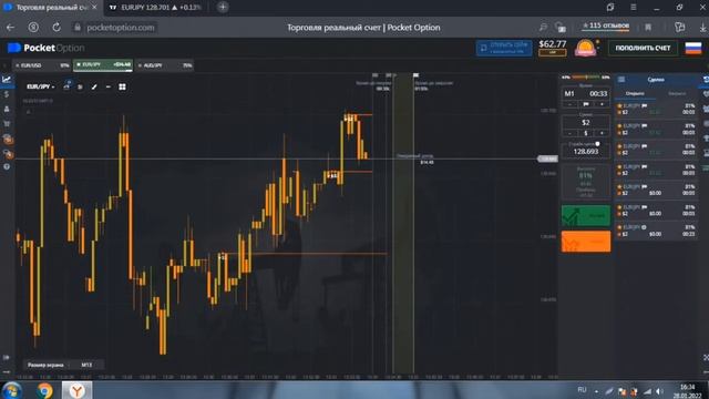 Торговля на бинарных опционах. Отработка сложных ситуаций. Тех. анализ. (Путь со 100$ к 1000$) смотреть онлайн