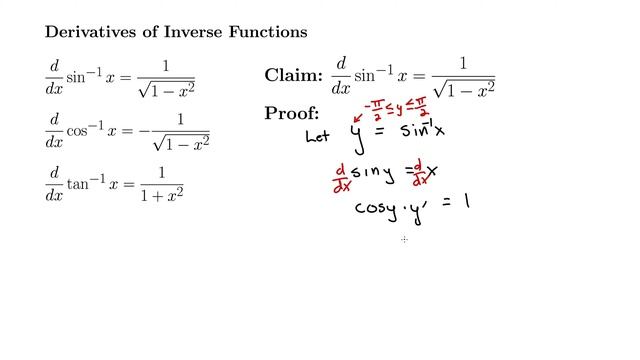 Proof: Derivative of the Inverse Sin (arcsin) Function смотреть онлайн