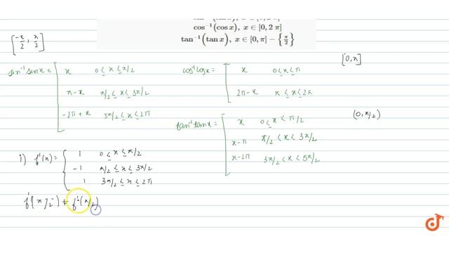 Differentiate the following function with respect to `x :` `sin^(-1)(sinx),x in [0,2pi]` `cos^(-... смотреть онлайн