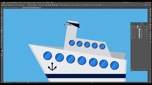 Boat in Adobe Illustrator (Кораблик в Адоб иллюстраторе) смотреть онлайн