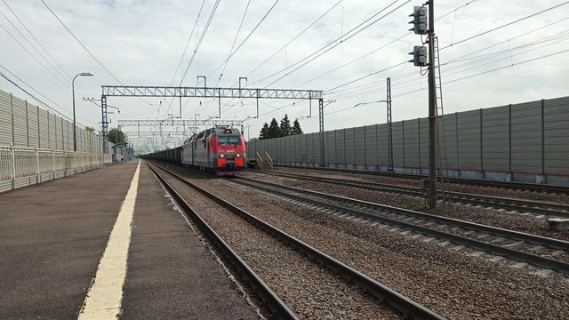 Контейнеры на Лужскую, старые ВЛ-ы, фирменная тяга в подъём и другие поезда на станции Войсковицы смотреть онлайн