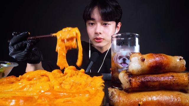 ASMR MUKBANG  배떡 매콤로제떡볶이 중국당면 통대창 파김치먹방 Spicy Cream Tteokbokki & COW'S TRIPE INTESTINE Eatingsounds