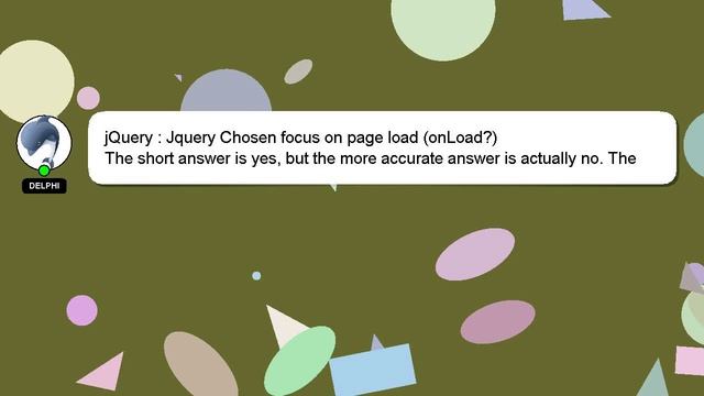 JQuery : Jquery Chosen Focus On Page Load (onLoad?)