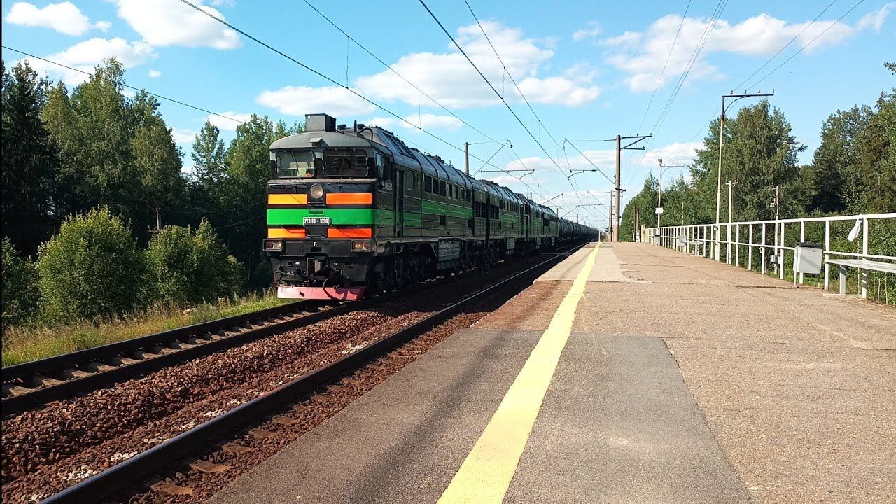 Подвижной состав на платформе Росинка (перегон Строганово - Мшинская) Октябрьской железной дороги смотреть онлайн