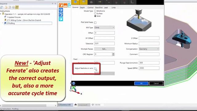 Profiling Cycle – Spring Passes and Arc Feedrate Adjustment Edgecam 2018 R1 смотреть онлайн