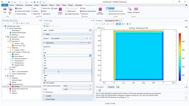 COMSOL: transient heat transfer in solids смотреть онлайн