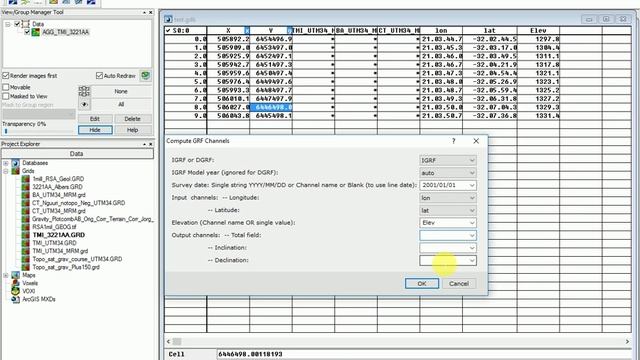 Oasis Montaj - Calculating RTP, Horizontal And Vertical Derivatives (Расчет RTP, горизонтальных и ве