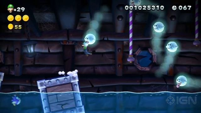 New Super Luigi U Secret Exit Walkthrough - Sparkling Waters Ghost House: Haunted Cargo Hold смотреть онлайн