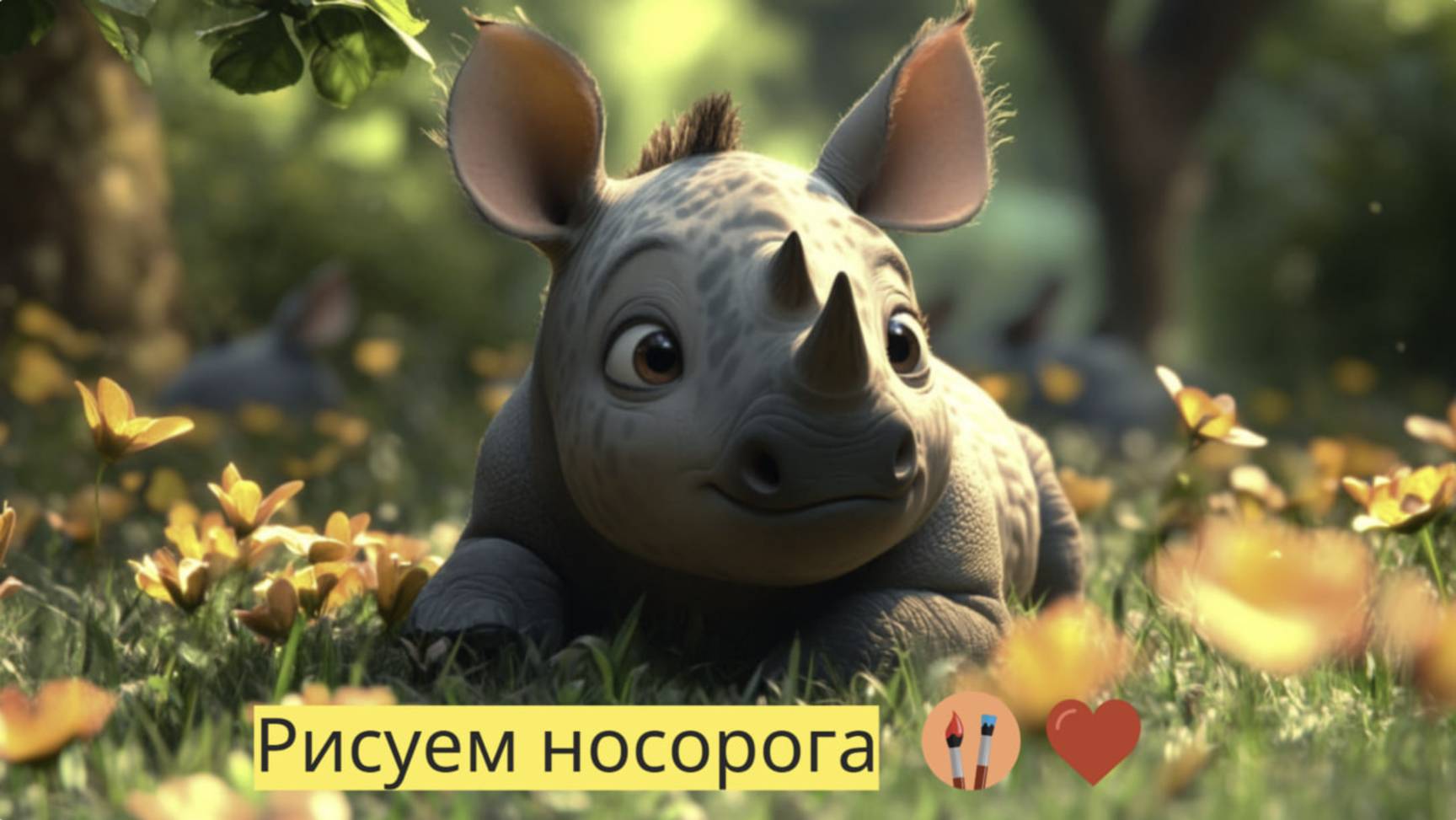 Маленькие художники: Рисуем носорога - Детский образовательный мультфильм смотреть онлайн