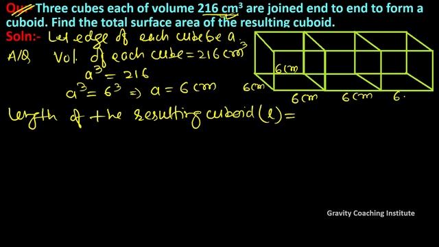 Q5 | Three cubes each of volume 216 cm3 are joined end to end to form a cuboid. Find the total смотреть онлайн