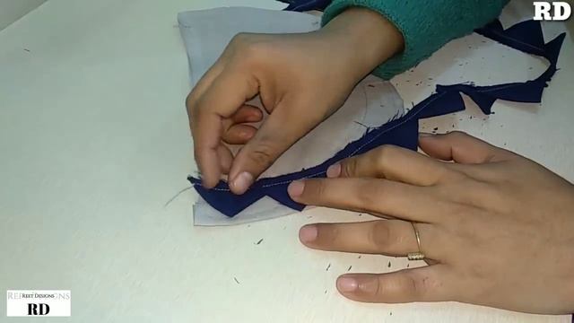 Easy & Beautiful Neck Design with Handmade Samosa Triangles | Round Neck Design using Buttons смотреть онлайн