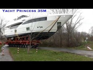 Перевозка 35 метровой мега-яхты на выставку в Дюссельдорф