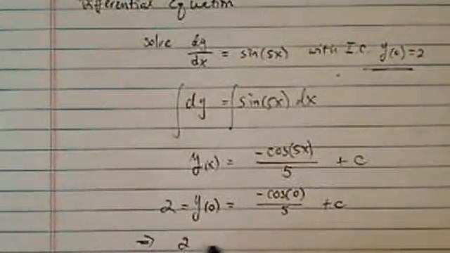 *Differential Equation: dy/dx = sin(5x) for y(0) = 2? смотреть онлайн
