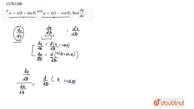 If x = a (theta +sin theta) and y = a (1 - cos theta), find (dy)/(dx). | 11 | MATHEMATICAL TOOLS... смотреть онлайн